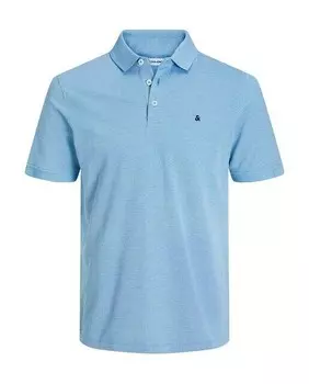 Мужская узкая рубашка-поло с короткими рукавами Jack & Jones, светло-синий