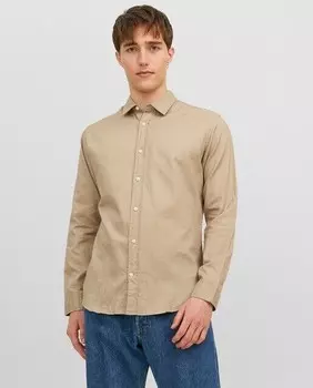 Мужская узкая рубашка в клетку Jack & Jones, бежевый
