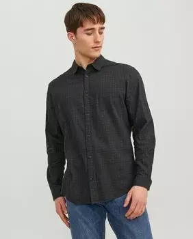 Мужская узкая рубашка в клетку Jack & Jones, темно-зеленый