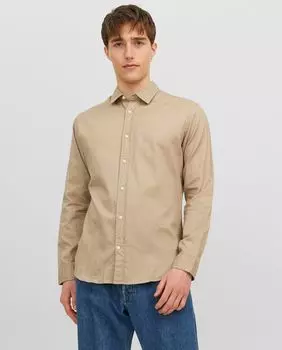 Мужская узкая рубашка в клетку Jack & Jones, бежевый