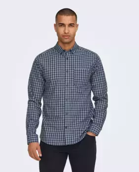 Мужская узкая рубашка в клетку Only & Sons, синий