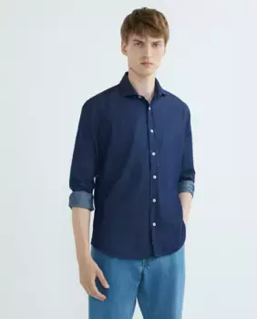 Мужская узкая спортивная рубашка Miguel Bellido, индиго/синий