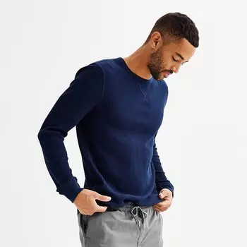 Мужская вафельная футболка Sonoma Goods For Life The Essential, темно-синий