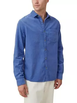 Мужская вельветовая рубашка на пуговицах Camden с воротником Cotton On, цвет Royal Blue Cord