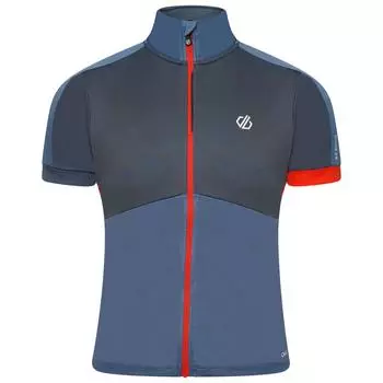 Мужская велосипедная футболка с коротким рукавом Protraction II на молнии - синяя DARE 2B, стальной синий / сине-серый / серый