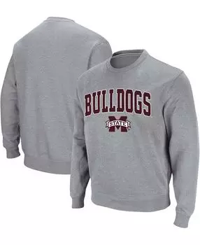 Мужская вересковая серая толстовка с логотипом mississippi state bulldogs arch tackle twill pullover sweatshirt Colosseum, мульти