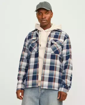 Мужская верхняя рубашка с длинным рукавом и нагрудным карманом Jack & Jones, синий