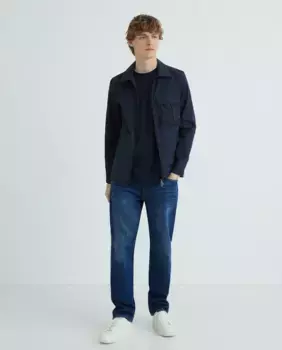 Мужская верхняя рубашка с застежкой-молнией и логотипом на рукаве Belstaff, синий