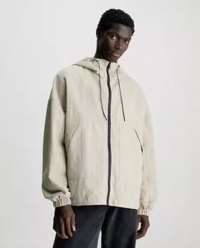 Мужская ветровка из нейлонового твила с капюшоном свободного кроя Calvin Klein Jeans, бежевый