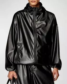 Мужская ветрозащитная куртка из искусственной кожи с капюшоном Diesel, цвет Deep Black