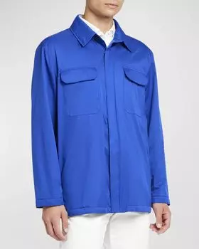 Мужская ветрозащитная нейлоновая рубашка Kiton, цвет Blue