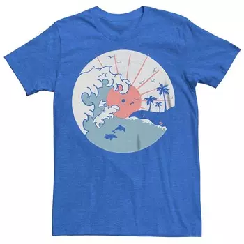 Мужская виниловая футболка с рисунком The Great Wave Record LP Licensed Character, цвет Royal Heather