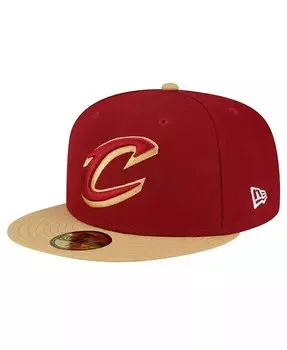 Мужская винно-золотая шляпа Cleveland Cavaliers, 2 тона 59FIFTY, облегающая шляпа New Era, красный