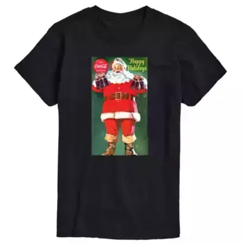 Мужская винтажная футболка Cocacola Santa Licensed Character, черный