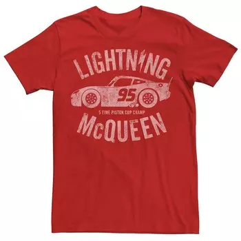 Мужская винтажная футболка Disney/Pixar's Cars Lightning McQueen Licensed Character, красный