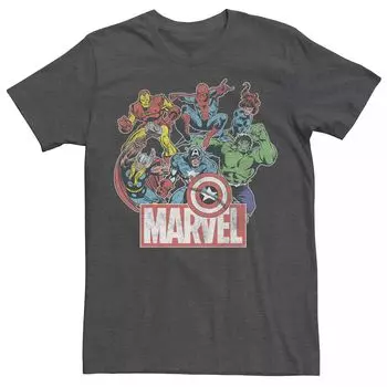 Мужская винтажная футболка Marvel Avengers Team в стиле ретро с комиксами Licensed Character