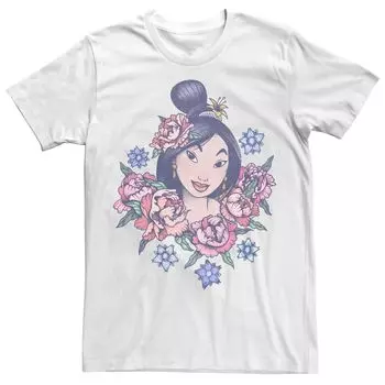 Мужская винтажная футболка Мулан с цветочным портретом и портретом Disney, белый