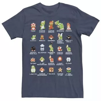 Мужская винтажная футболка с 8-битными пиксельными значками Nintendo Super Mario Licensed Character