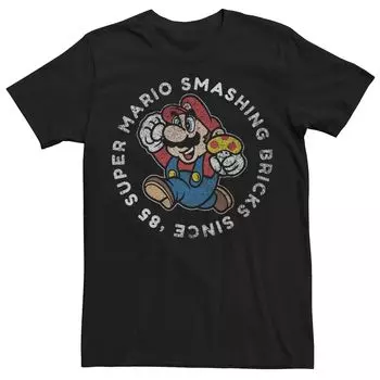 Мужская винтажная футболка с графическим принтом Nintendo Super Mario Smashing Bricks Licensed Character