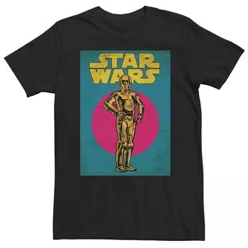 Мужская винтажная футболка с графическим рисунком C-3PO Star Wars