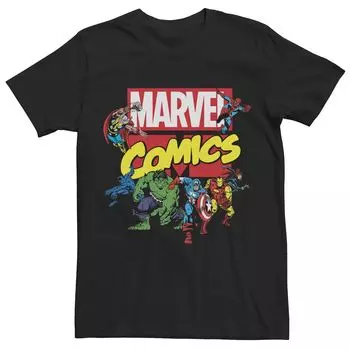 Мужская винтажная футболка с изображением комиксов Marvel Avenger Group Shot Licensed Character
