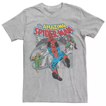 Мужская винтажная футболка с коллажем «Человек-паук Marvel» Licensed Character, цвет Athletic Heather