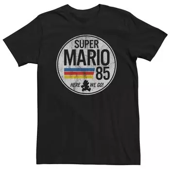Мужская винтажная футболка с короткими рукавами Nintendo Super Mario Here We Go Licensed Character, черный