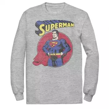 Мужская винтажная футболка с круглым портретом и логотипом DC Comics Superman Licensed Character