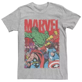 Мужская винтажная футболка с логотипом Marvel's Avengers Group Shot Licensed Character, цвет Athletic Heather