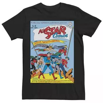 Мужская винтажная футболка с обложкой «Лига справедливости» All Star Comics Licensed Character