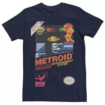 Мужская винтажная футболка с обложкой в стиле ретро для Nintendo NES Metroid Licensed Character, синий