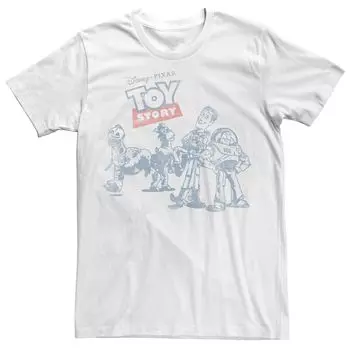 Мужская винтажная футболка с портретом Disney Pixar «История игрушек» группового снимка Licensed Character
