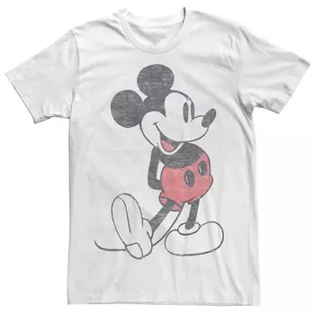 Мужская винтажная футболка с портретом Disney's Mickey & Friends Mickey Mouse Licensed Character, белый