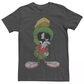 Мужская винтажная футболка с портретом Looney Tunes Marvin The Martian Licensed Character, цвет Charcoal Heather