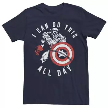 Мужская винтажная футболка с портретом Marvel «Капитан Америка Do This All Day»
