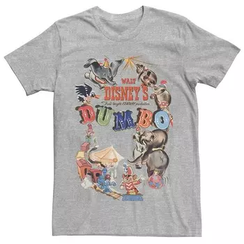 Мужская винтажная футболка с постером к фильму Disney's Dumbo Licensed Character, цвет Athletic Heather
