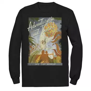 Мужская винтажная футболка с потертостями Disney/Pixar Up Poster Licensed Character, черный