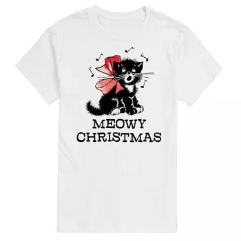 Мужская винтажная футболка с рождественским рисунком Meowy Licensed Character, белый