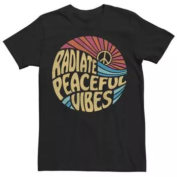 Мужская винтажная круглая футболка Radiate Peaceful Vibes в стиле ретро Licensed Character
