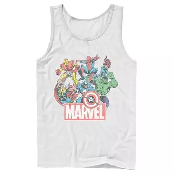 Мужская винтажная майка Marvel Avengers Team в стиле ретро и комиксов Licensed Character