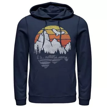 Мужская винтажная толстовка с капюшоном Mountain Sunset Reflection Explore Outdoors Licensed Character, темно-синий