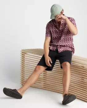 Мужская вискозная рубашка с короткими рукавами и принтом Green Coast, розовый