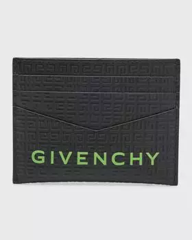 Мужская визитница из кожи с тиснением логотипа 4G Givenchy, цвет Blackgreen