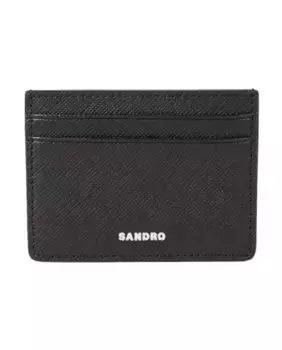 Мужская визитница Sandro черная кожаная, черный