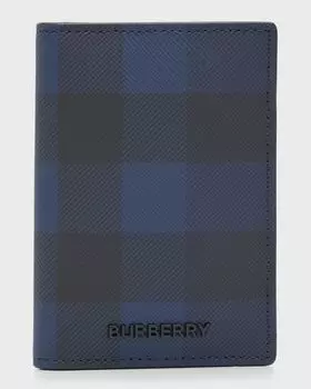 Мужская визитница в клетку Bateman London двойного сложения Burberry, цвет Navy Check