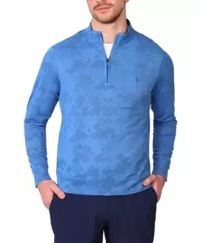 Мужская водолазка с медовым жаккардовым узором Performance Quarter Zip Tailorbyrd, синий