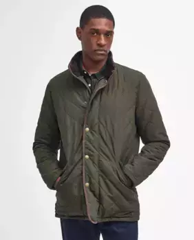 Мужская водонепроницаемая стеганая куртка с воротником-стойкой Barbour, зеленый