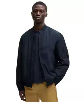 Мужская водоотталкивающая бомбер-куртка с логотипом Hugo Boss, синий