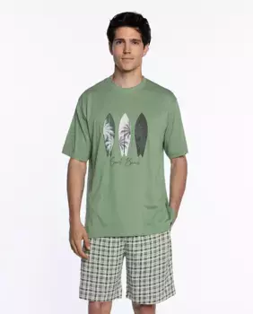 Мужская вязаная короткая пижама Punto Blanco, зеленый