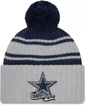 Мужская вязаная шапка Dallas Cowboys 2022 Sideline Sport серого цвета New Era